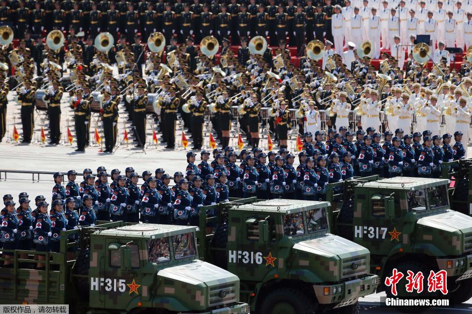 阅兵仪式上的多彩队伍，阅兵仪式上的多彩方阵风采