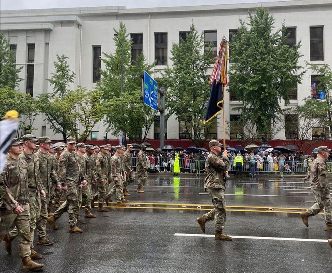 韩国阅兵仪式上美国带队的独特视角,韩国阅兵仪式,美国带队的独特视角观察